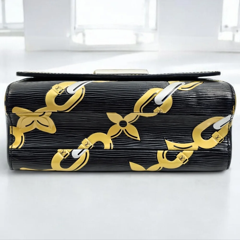 Louis Vuitton Epi Chain Flower Twist MM Black Shoulder Crossbody Bag